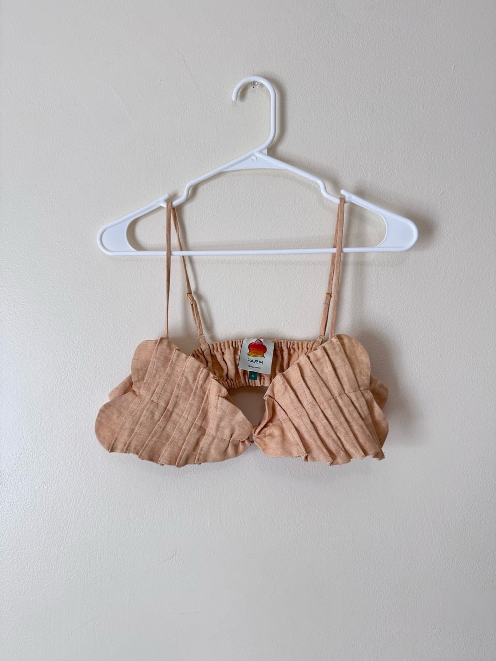 Farm Rio Beige Leaf Bra Crop Top | S - Women’s